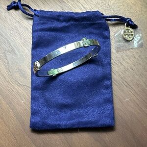 Tory Burch Silver Logo Bangle